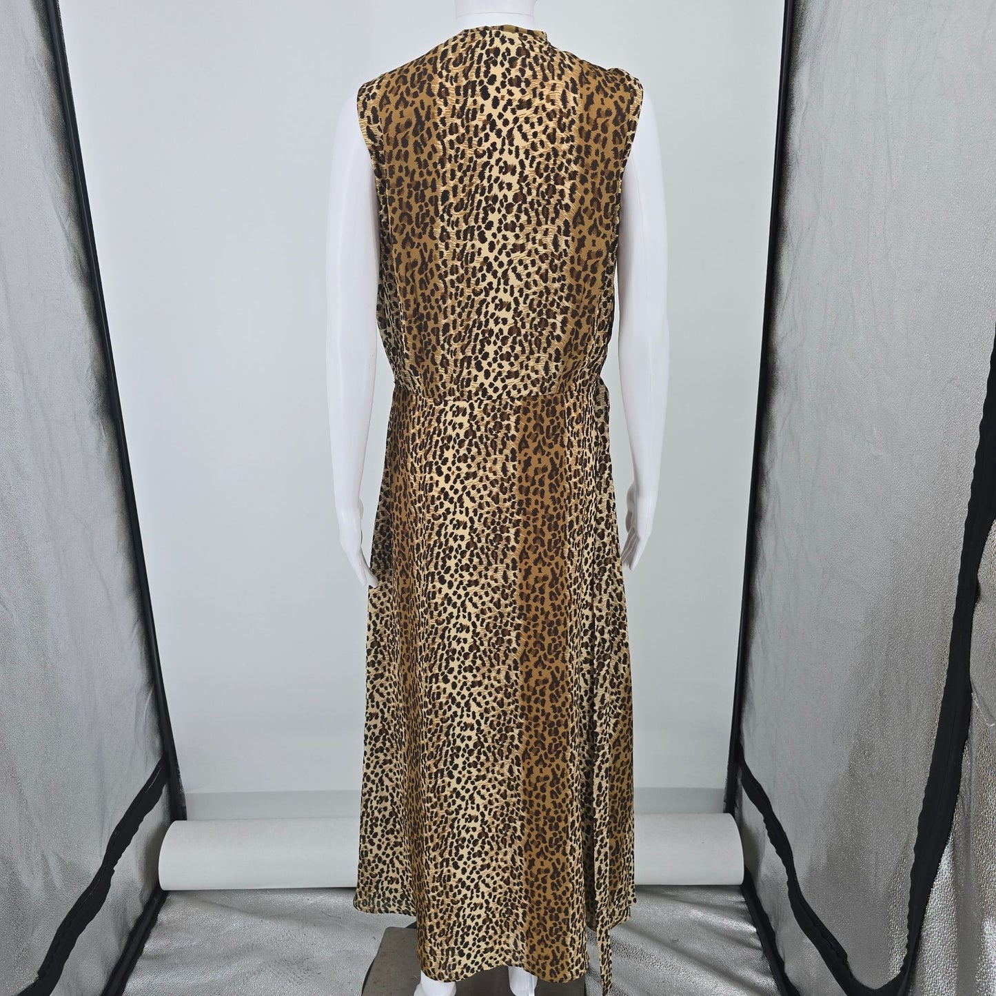 Vintage 1990s Ultra Dress New York Leopard Print Sleeveless Maxi Dress (12/L)
