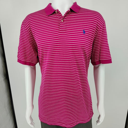 Polo Golf Ralph Lauren Pro Fit  100% Pima Cotton Pink Striped Polo (2XL)