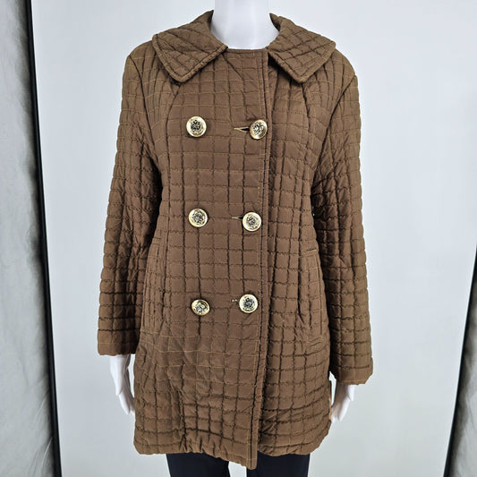 Vintage 1960s Sportswear International Brown Quilted Double-Breasted Coat (M)