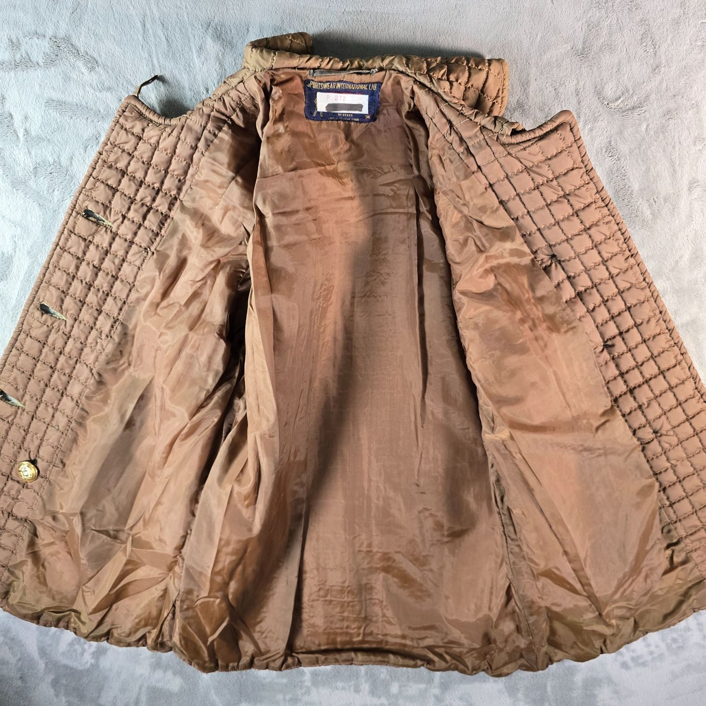 Vintage 1960s Sportswear International Brown Quilted Double-Breasted Coat (M)