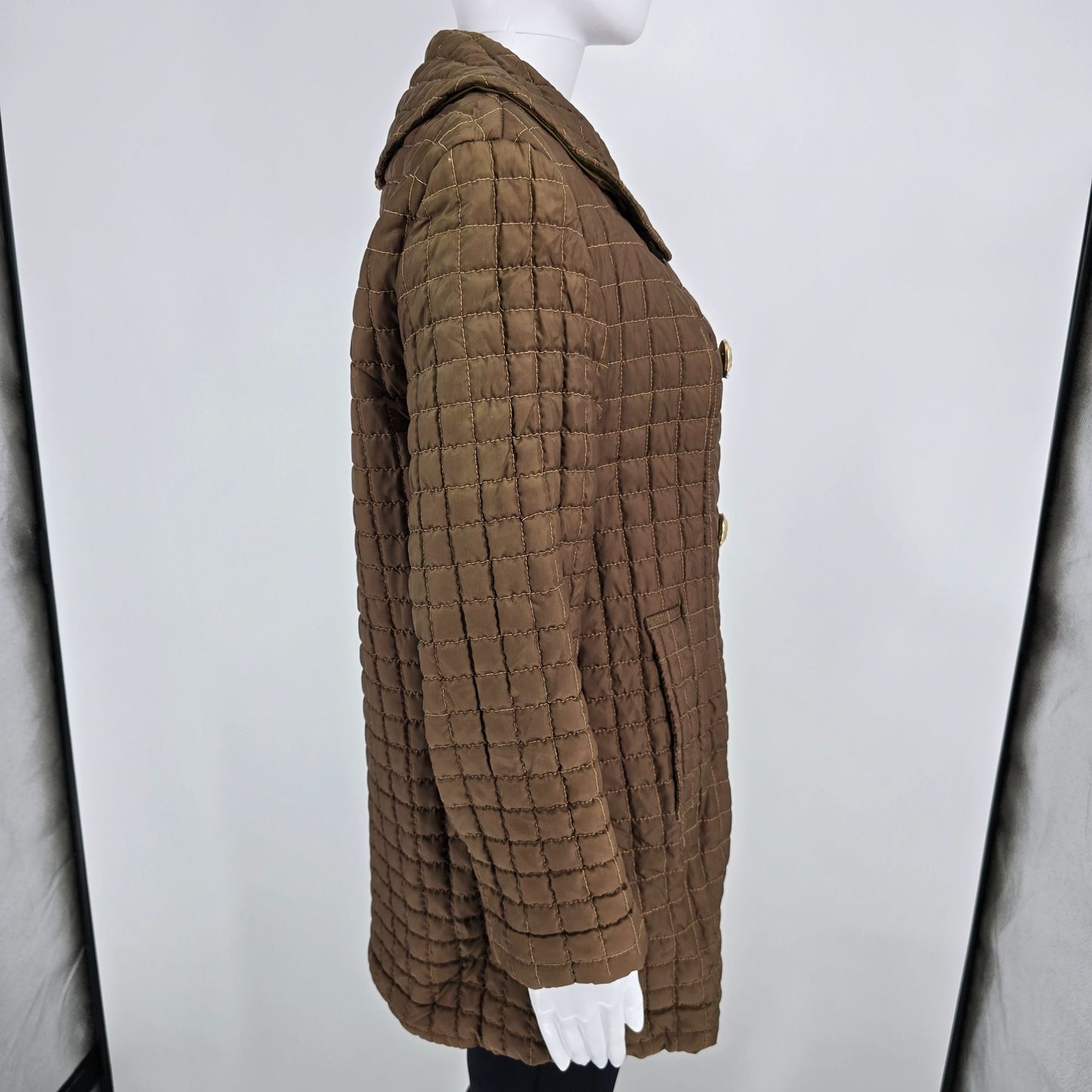 Vintage 1960s Sportswear International Brown Quilted Double-Breasted Coat (M)