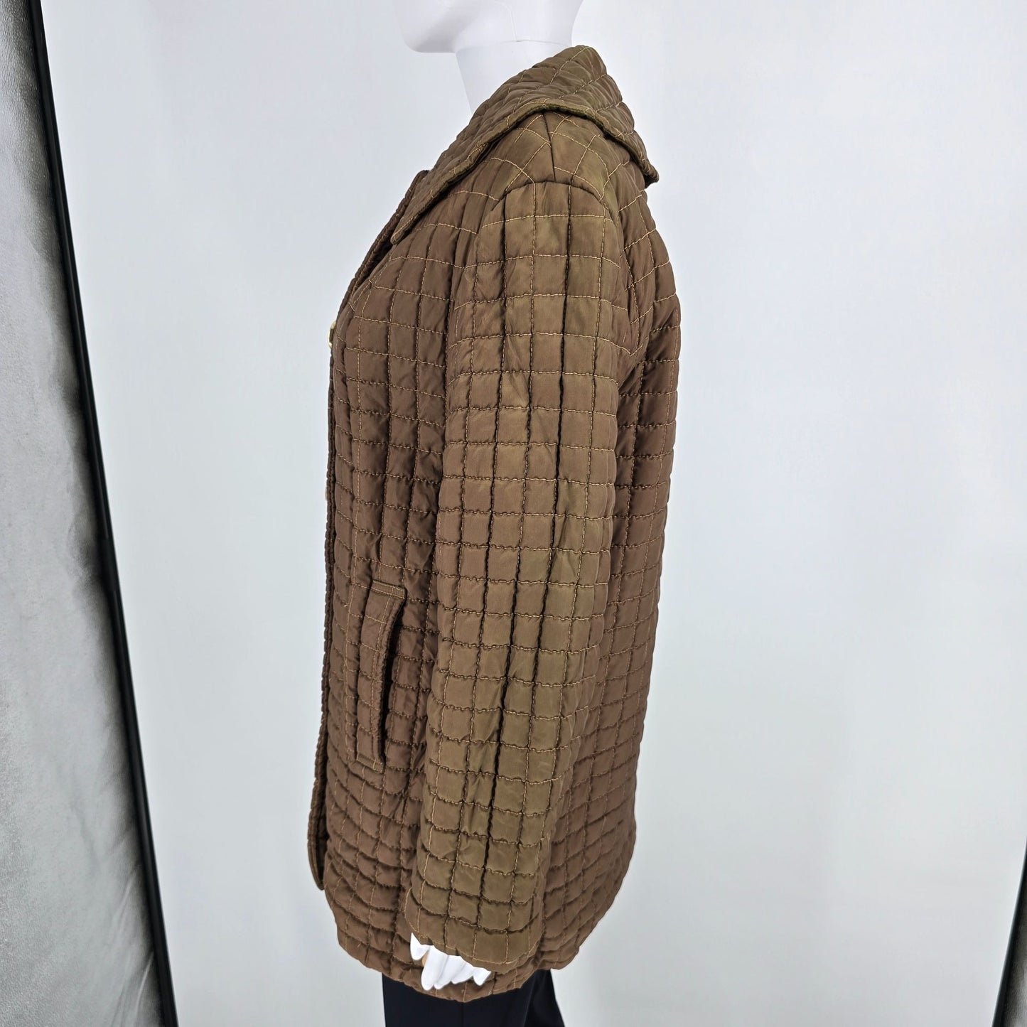 Vintage 1960s Sportswear International Brown Quilted Double-Breasted Coat (M)