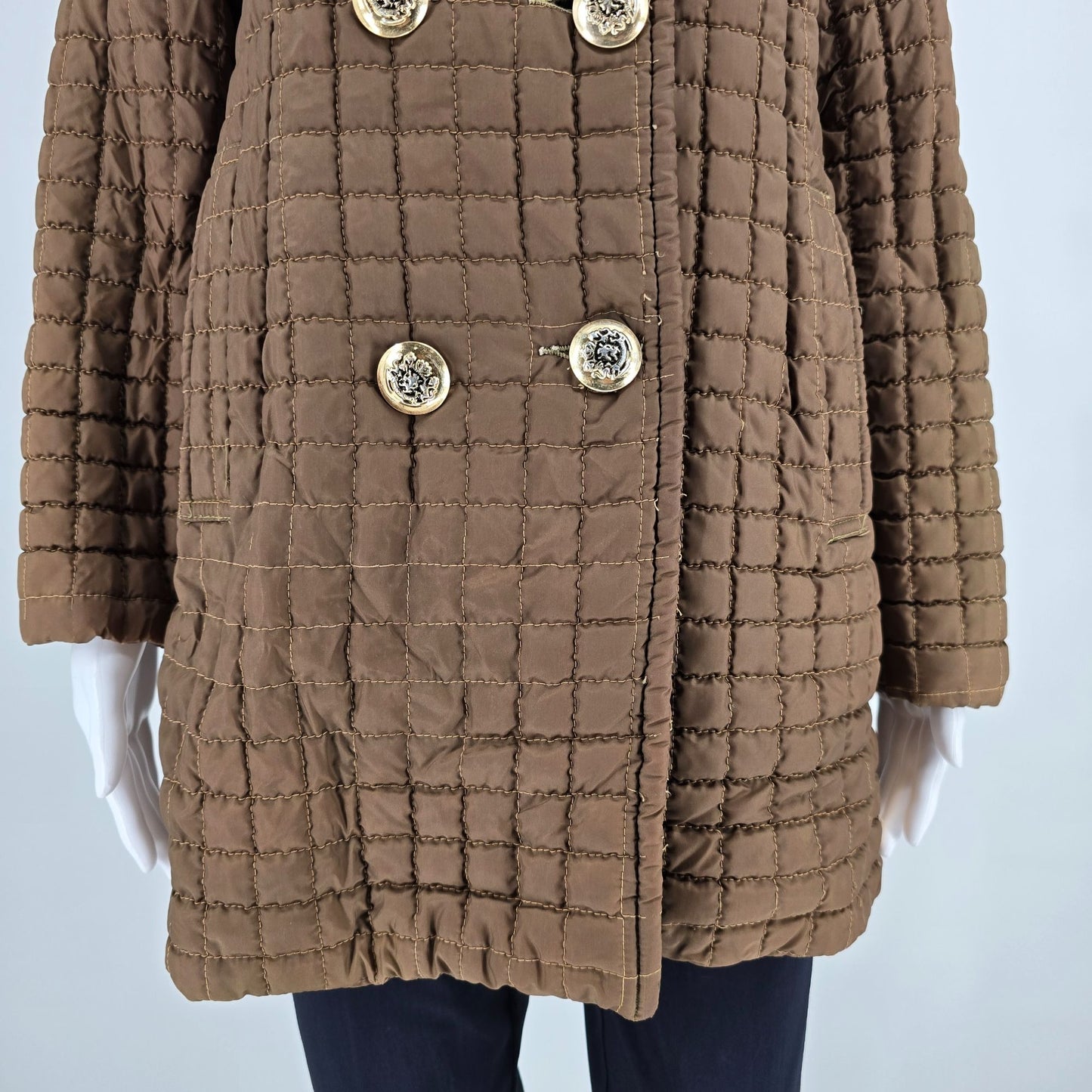 Vintage 1960s Sportswear International Brown Quilted Double-Breasted Coat (M)