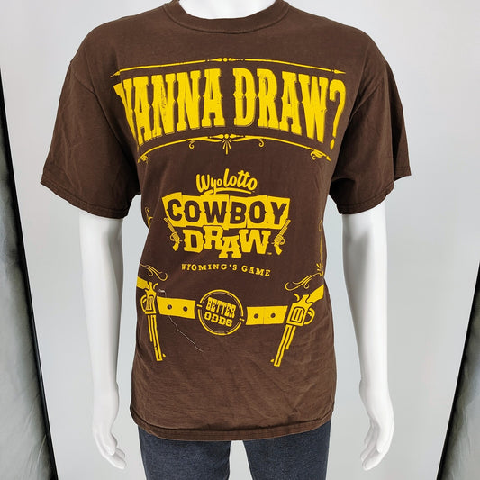 Wanna Draw? WyoLotto Cowboy Draw Wyoming's Game Better Odds T-Shirt (XL)