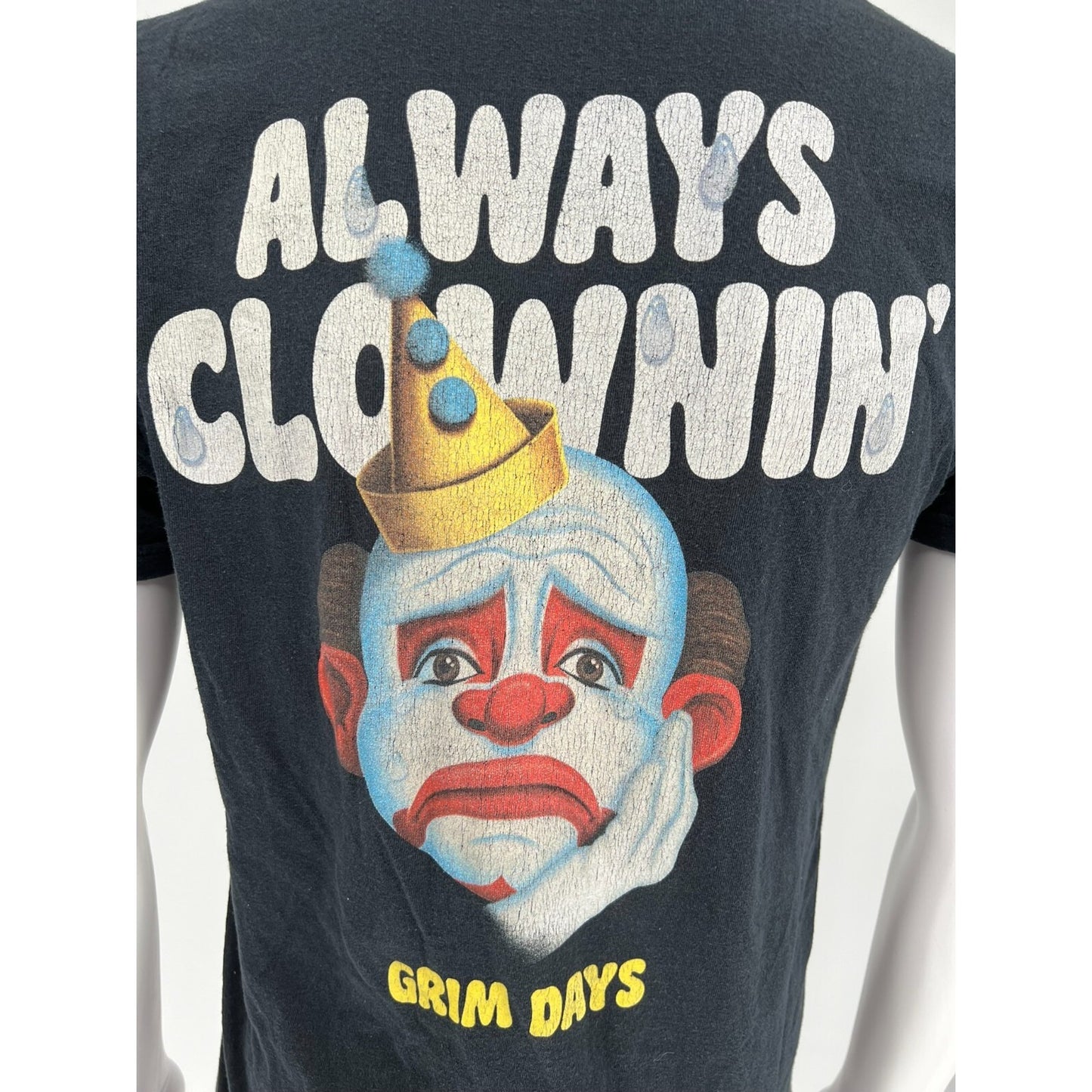 Grim Days "Always Clownin'" Black Graphic T-Shirt (Large)
