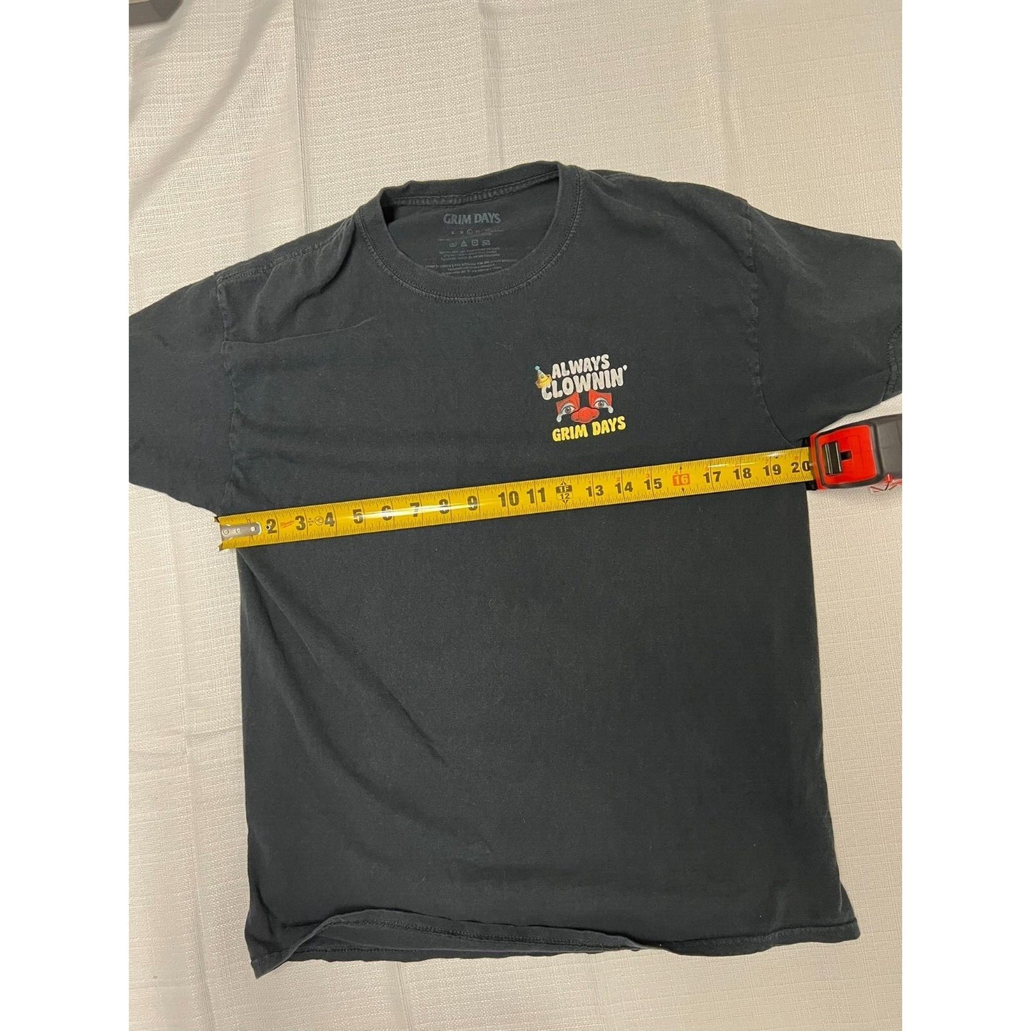 Grim Days "Always Clownin'" Black Graphic T-Shirt (Large)