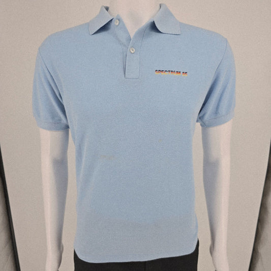 Vintage 1980s Velva Sheen Made in USA "Spectrum 85" Light Blue Polo Shirt (M/L)