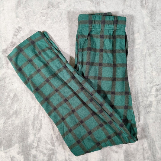 Royal Class Mens Green and Black Plaid Fleece Pajama Sleep Pants (Small) *Flaw*