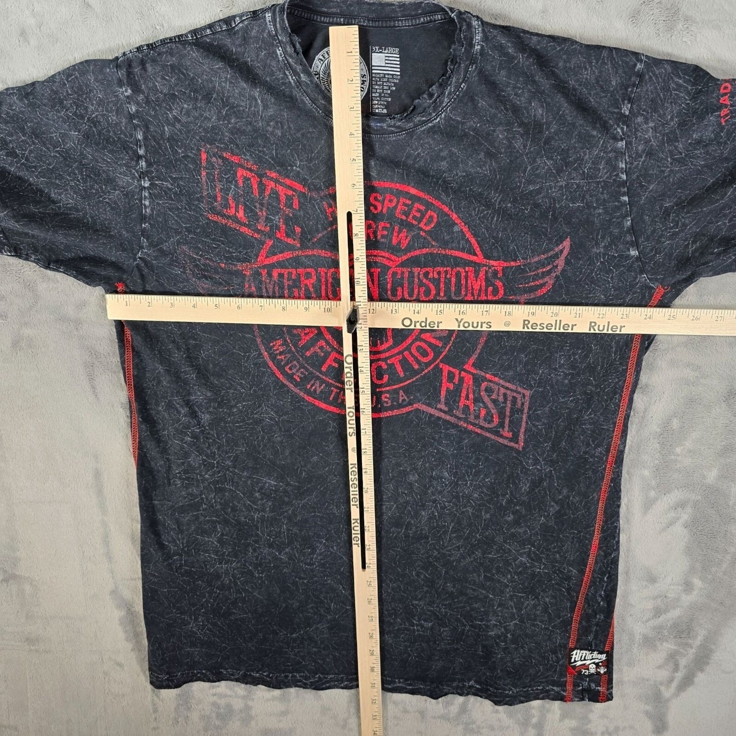 Distressed Affliction American Customs Made in USA ACMC 73 Graphic T-Shirt (3XL)