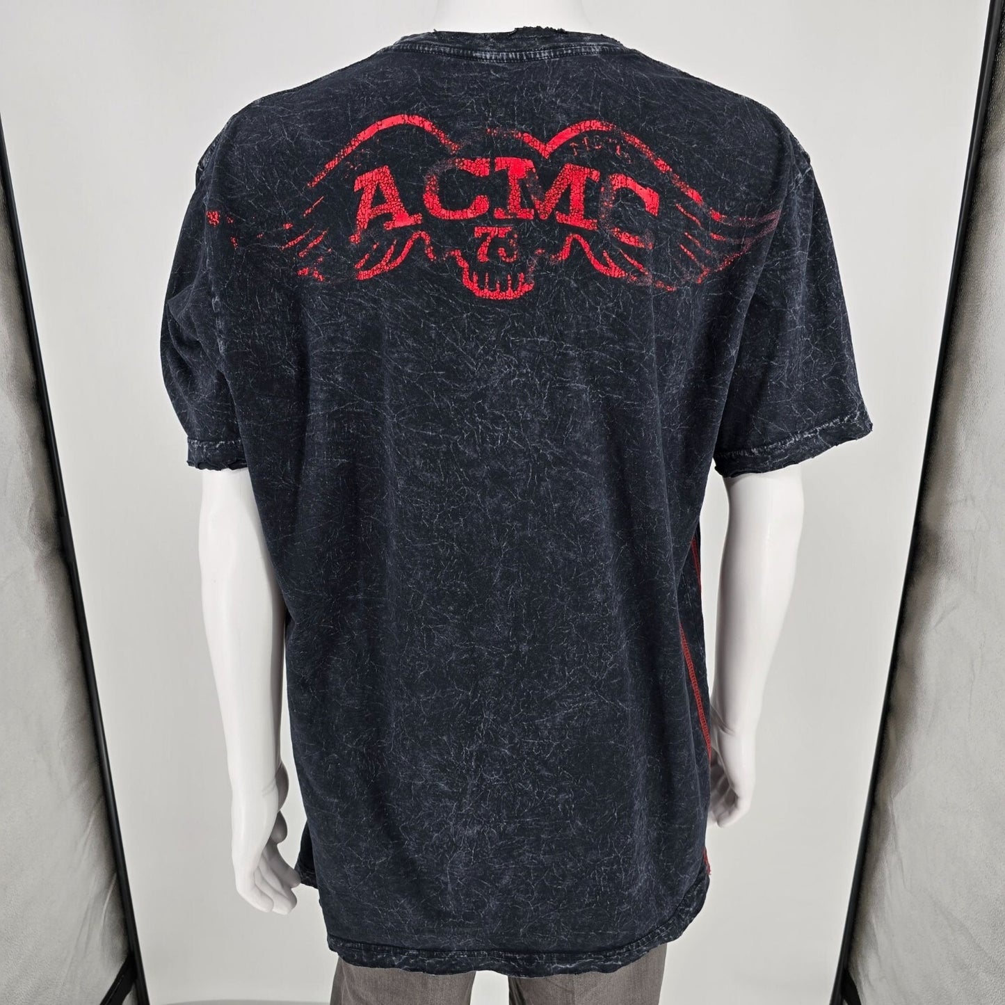 Distressed Affliction American Customs Made in USA ACMC 73 Graphic T-Shirt (3XL)