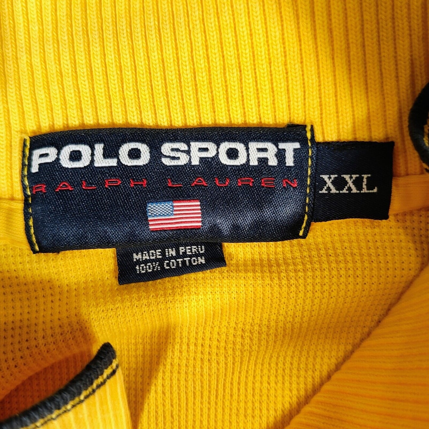 Vintage Polo Sport Ralph Lauren Yellow Logo Pocket Waffle Knit Polo (XXL)