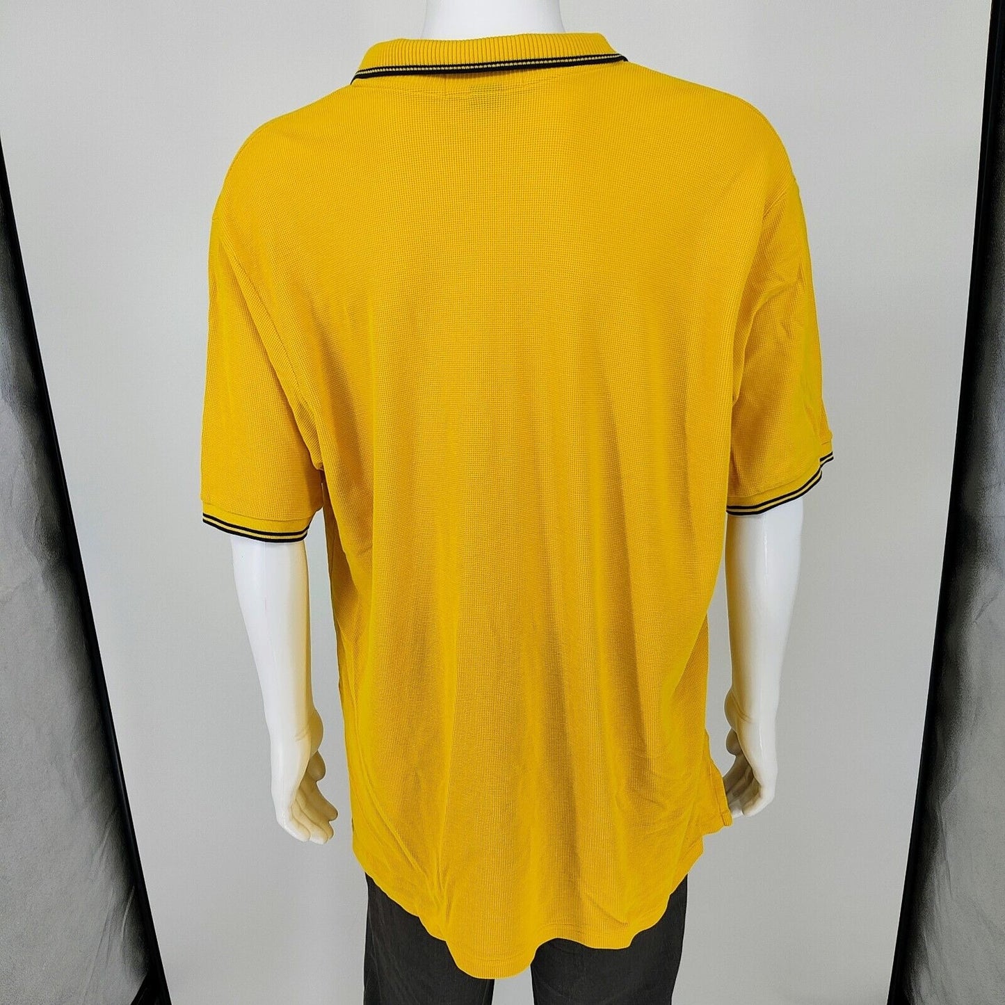 Vintage Polo Sport Ralph Lauren Yellow Logo Pocket Waffle Knit Polo (XXL)
