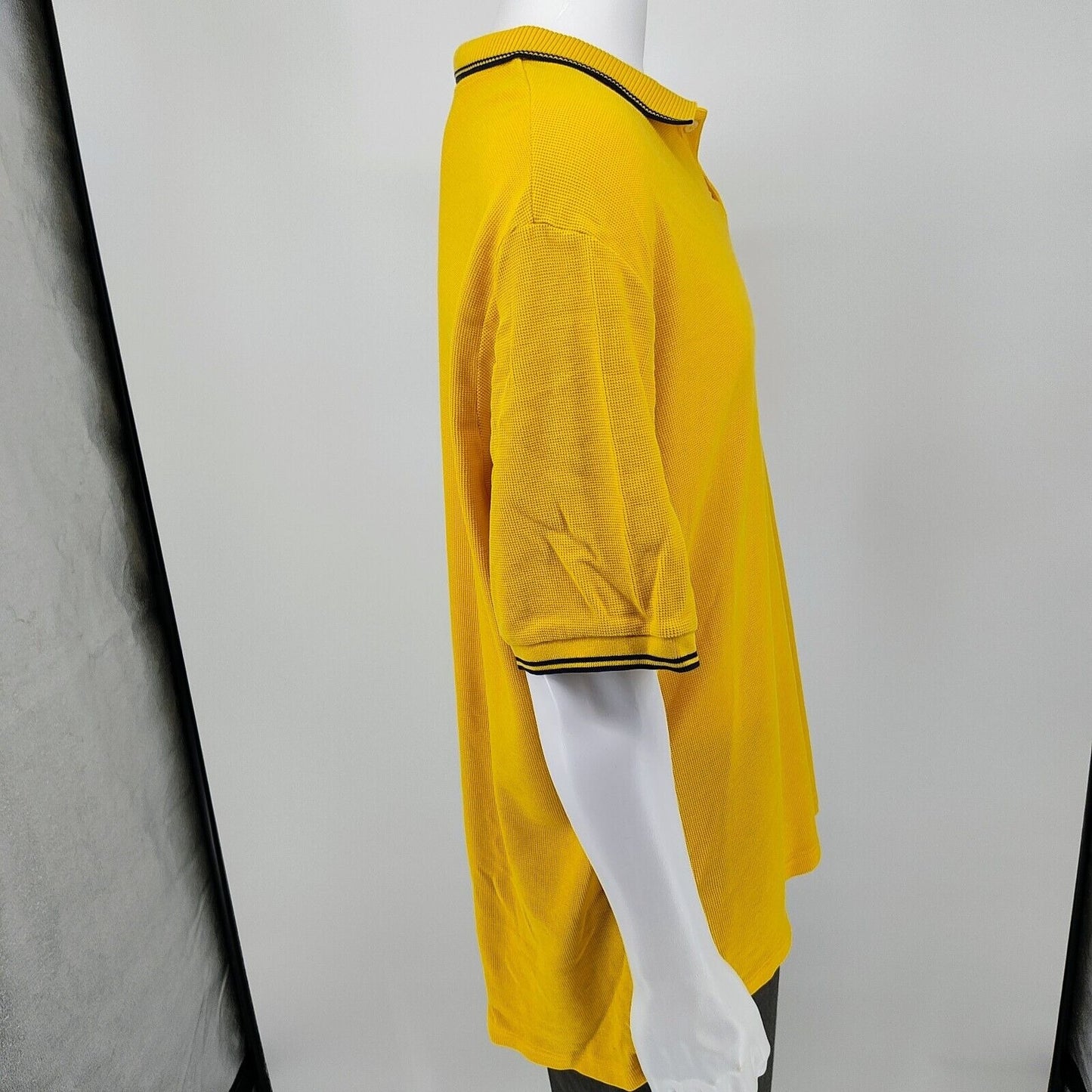 Vintage Polo Sport Ralph Lauren Yellow Logo Pocket Waffle Knit Polo (XXL)