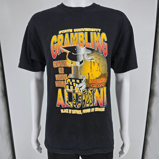 2000s Alstyle Grambling State University Alumni HBCU Black Graphic T-Shirt (M/L)