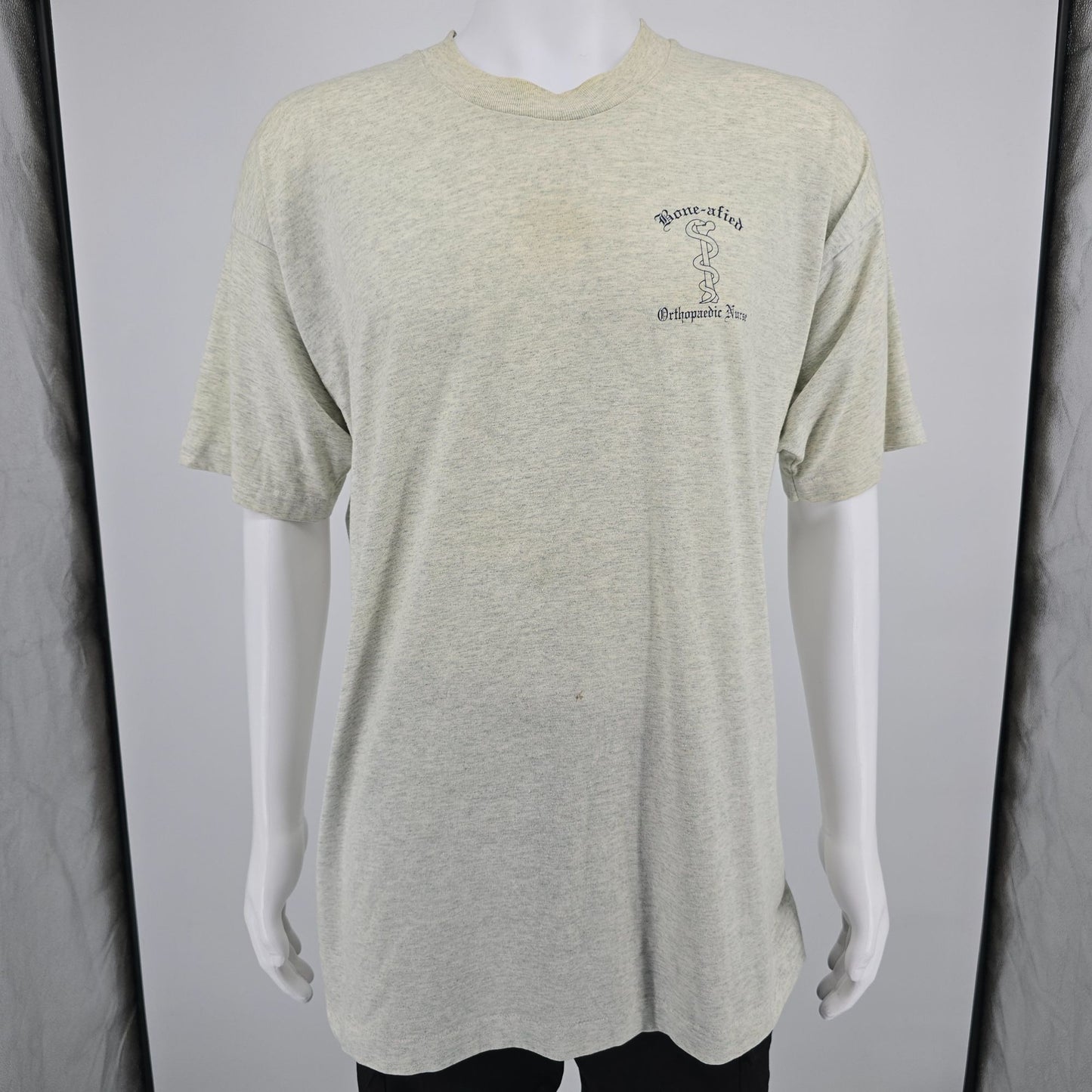 Distressed Vintage 1990s Gray "Bone-afied" Orthopaedic Nurse T-Shirt (XXL)