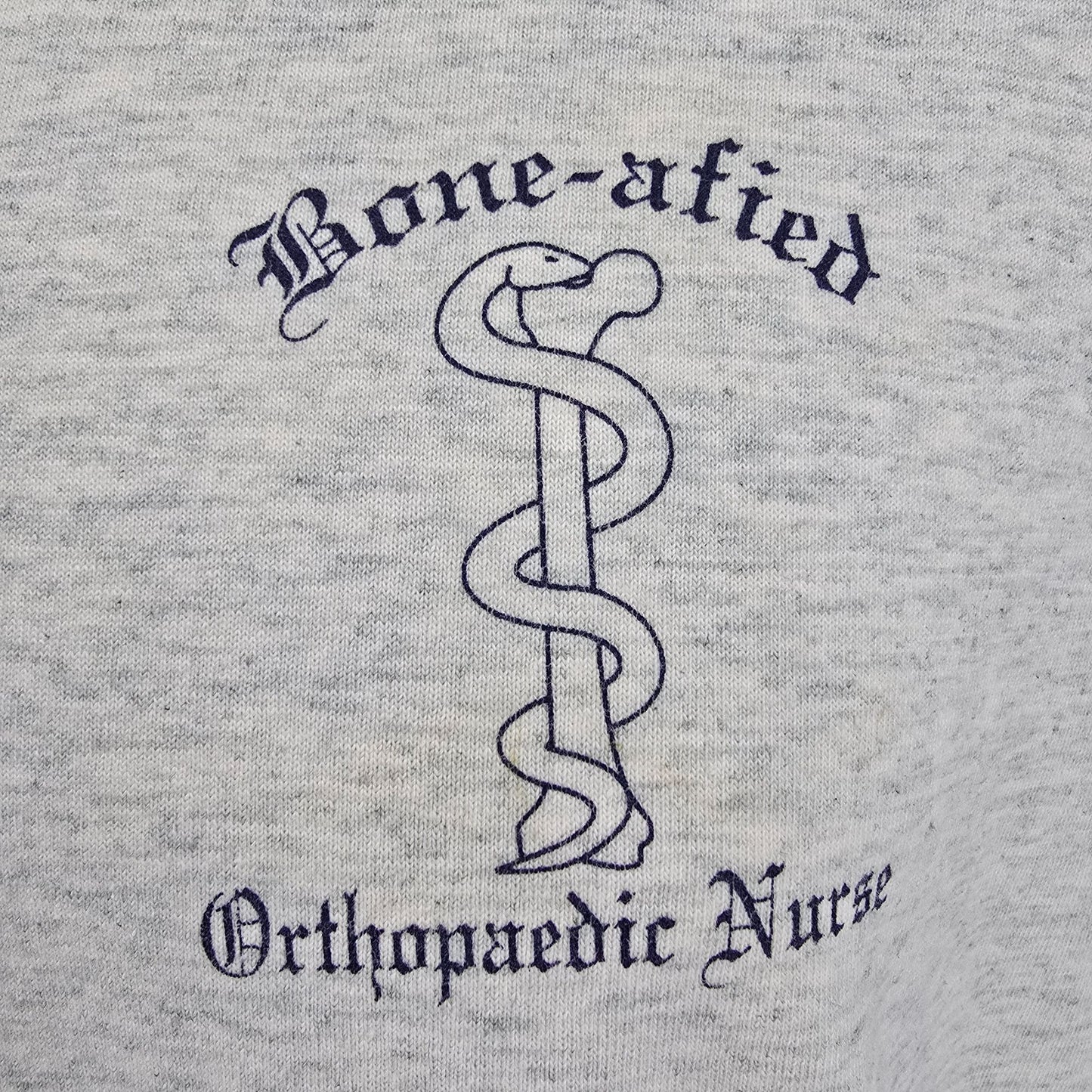 Distressed Vintage 1990s Gray "Bone-afied" Orthopaedic Nurse T-Shirt (XXL)