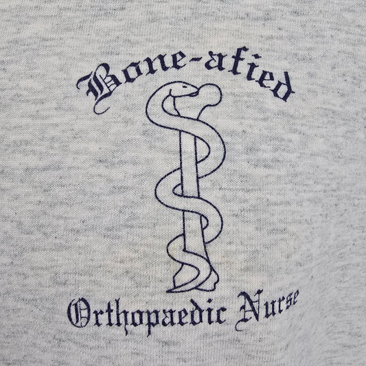 Distressed Vintage 1990s Gray "Bone-afied" Orthopaedic Nurse T-Shirt (XXL)