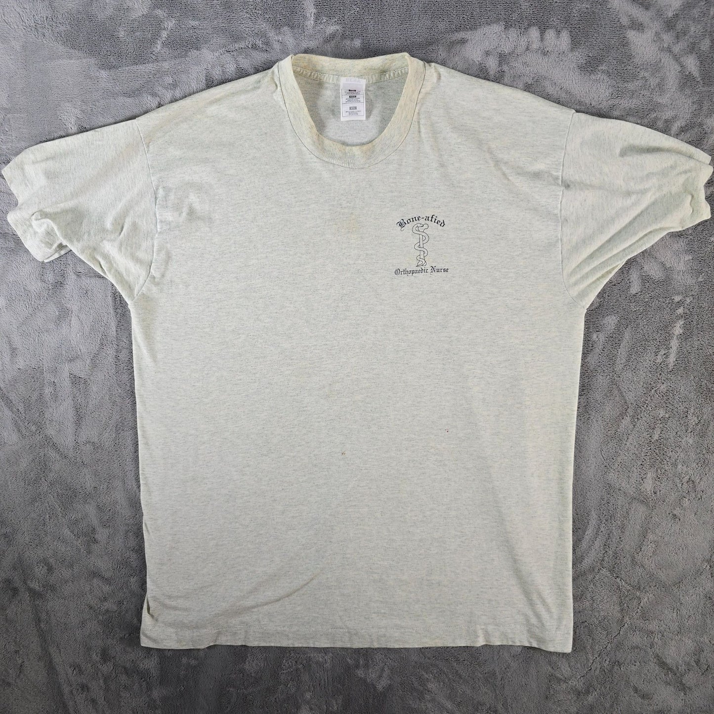 Distressed Vintage 1990s Gray "Bone-afied" Orthopaedic Nurse T-Shirt (XXL)