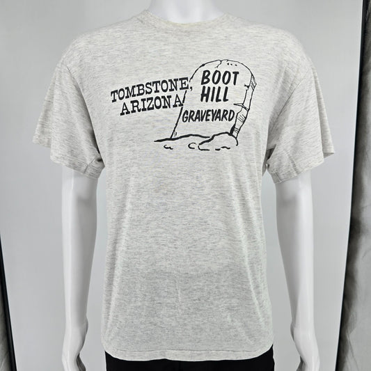 Vintage 1990s Oneita Tombstone, Arizona Boothill Graveyard Gray T-Shirt (L/XL)