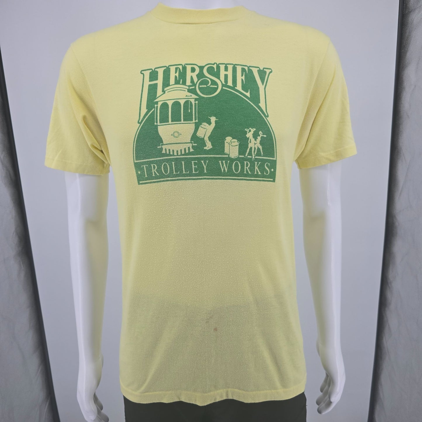Vintage 1980s Hanes Fifty-Fifty Hershey Trolley Works Souvenir T-Shirt (S/M)