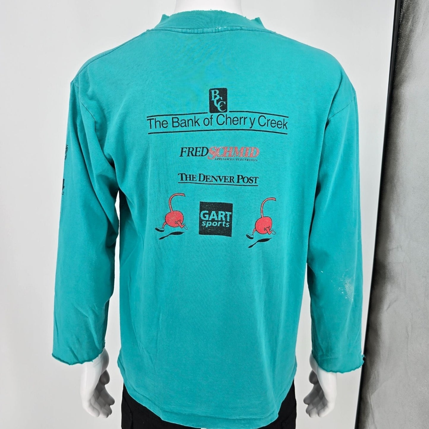 Distressed Vintage 1994 Cherry Creek Sneak Denver Teal Long Sleeve T-Shirt (L)