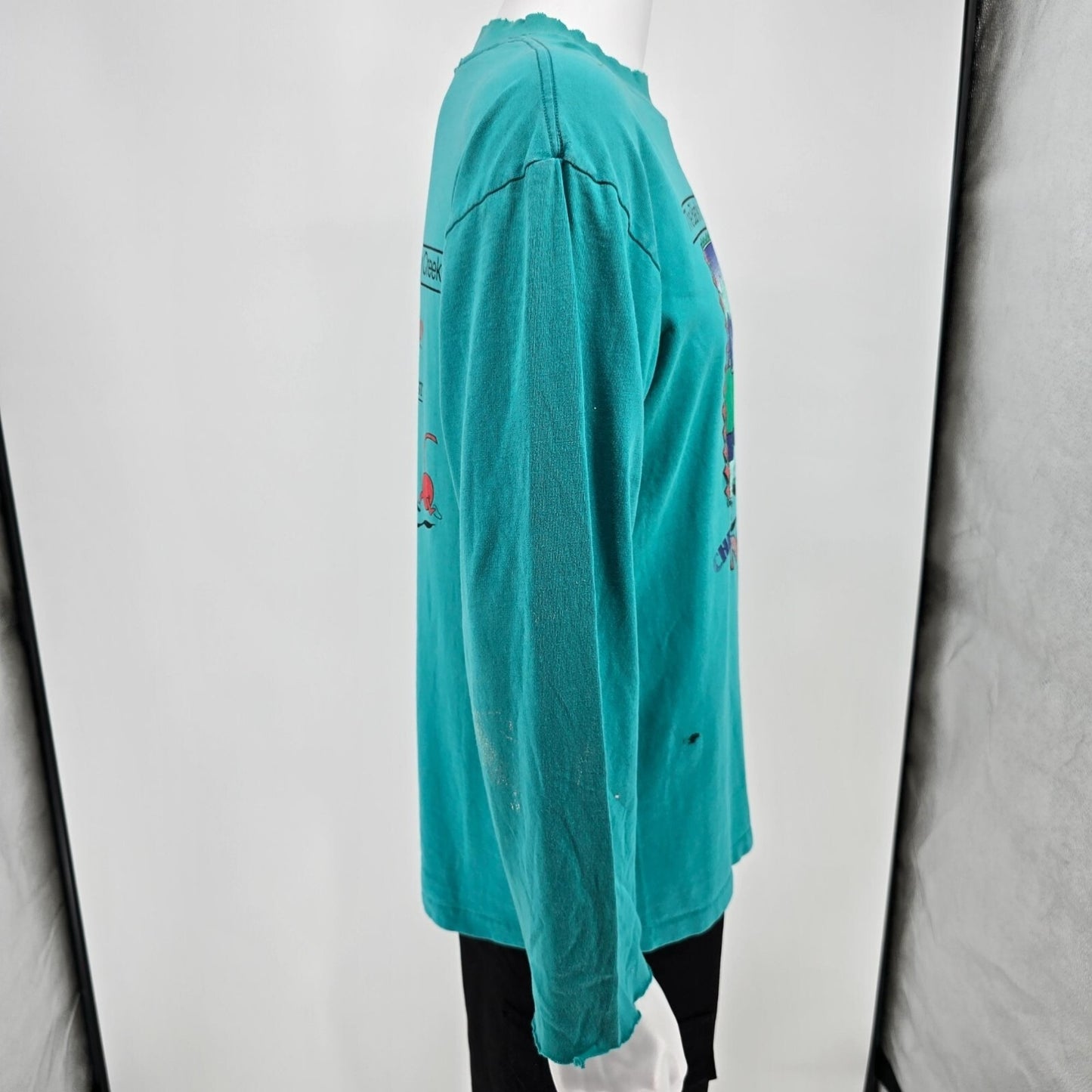 Distressed Vintage 1994 Cherry Creek Sneak Denver Teal Long Sleeve T-Shirt (L)