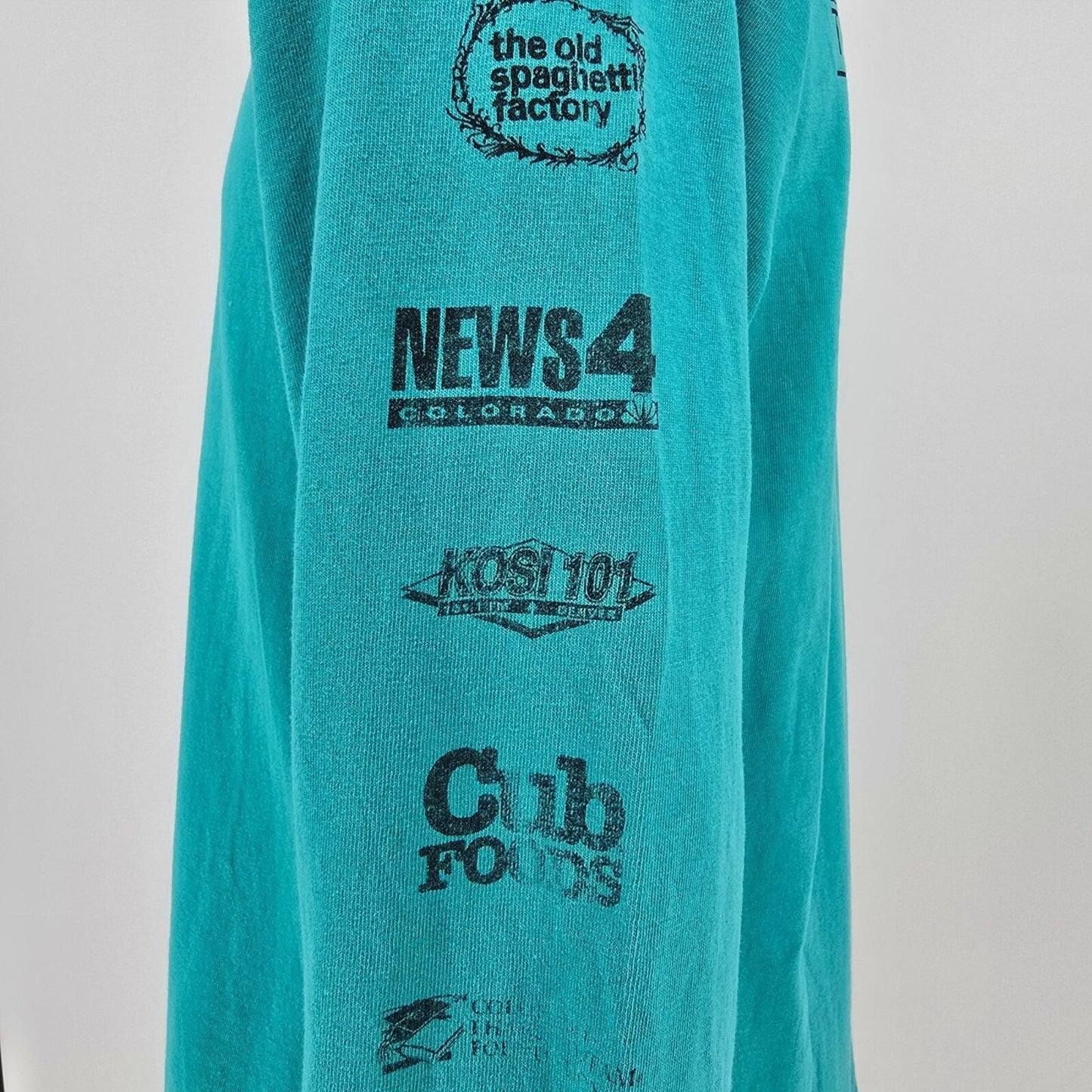 Distressed Vintage 1994 Cherry Creek Sneak Denver Teal Long Sleeve T-Shirt (L)