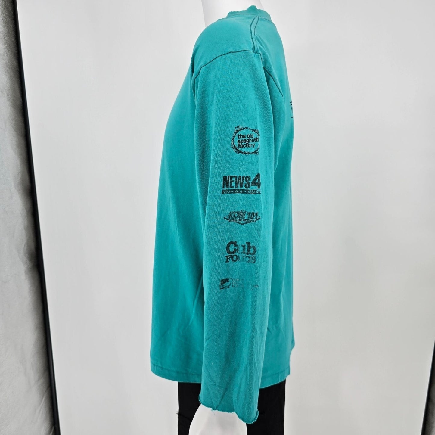 Distressed Vintage 1994 Cherry Creek Sneak Denver Teal Long Sleeve T-Shirt (L)