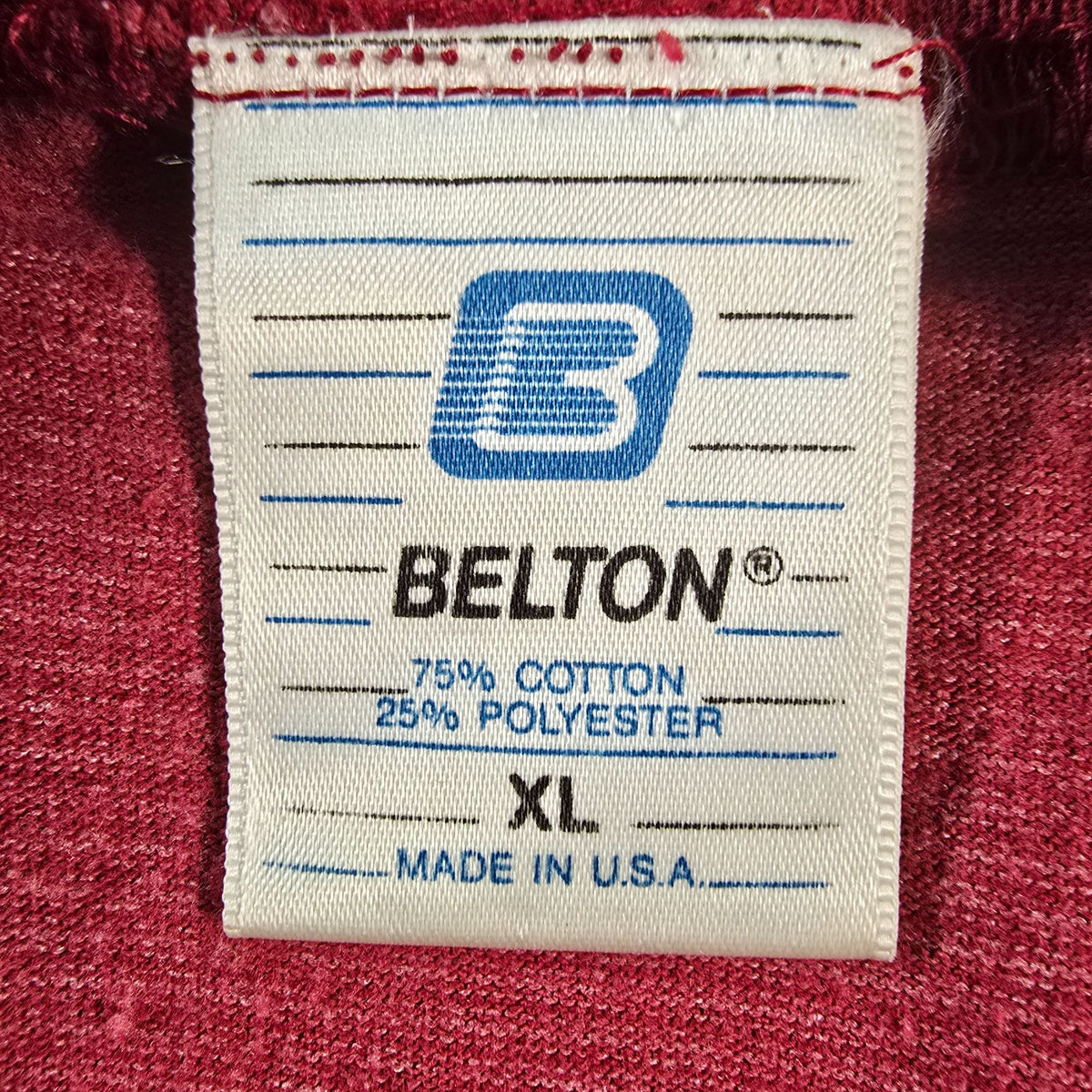 Vintage 1990s Belton Las Vegas Nevada Red/White Striped T-Shirt (L/XL)