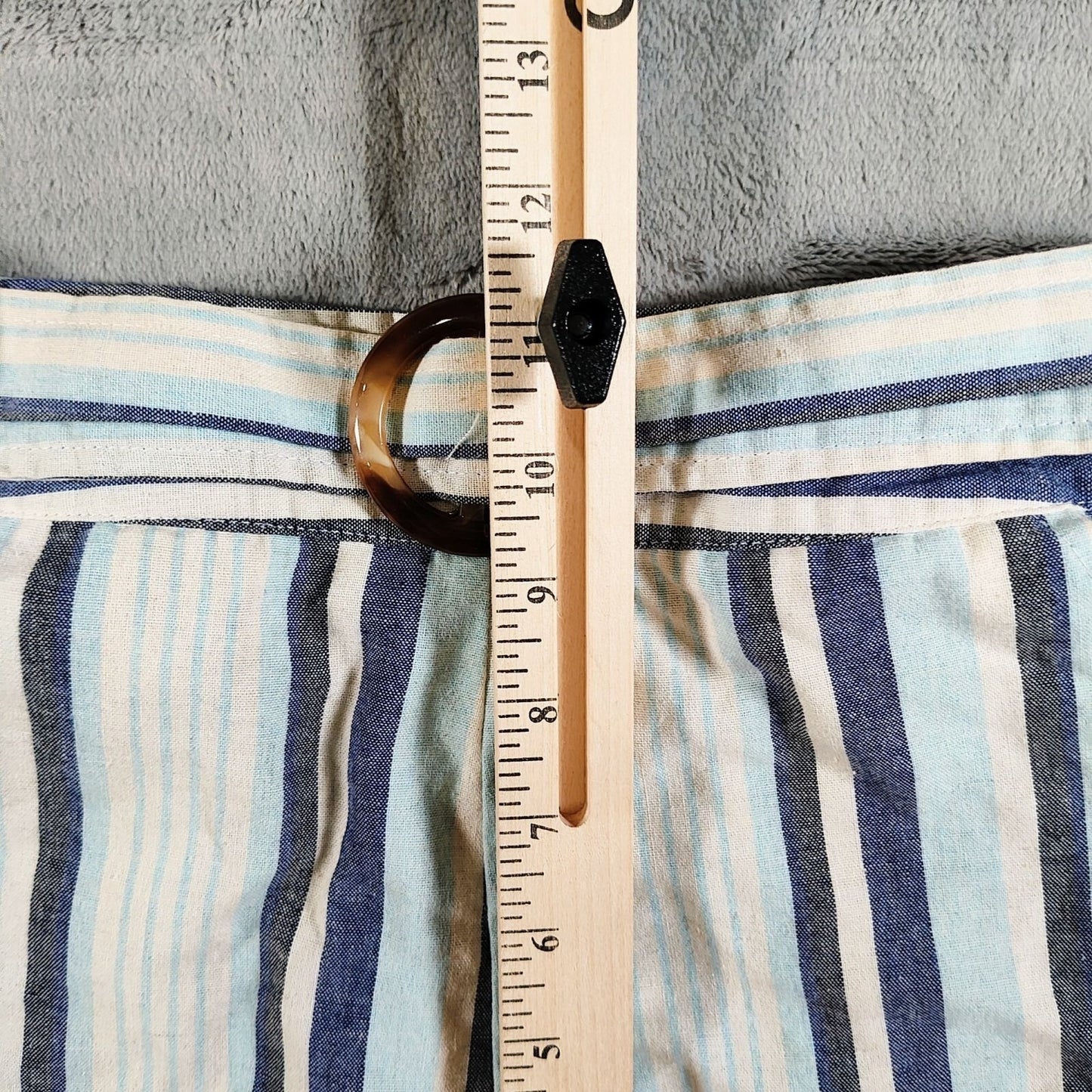 Poetica Women's Striped Side Zip Viscose Shorts w/ Loop Embellishment (Size 6)