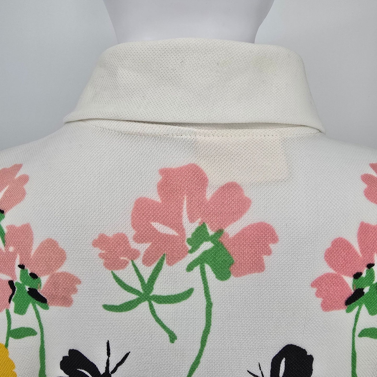 Vintage 1970s Floral Butterfly Polyester Double Knit Button-Up Top (XXL)