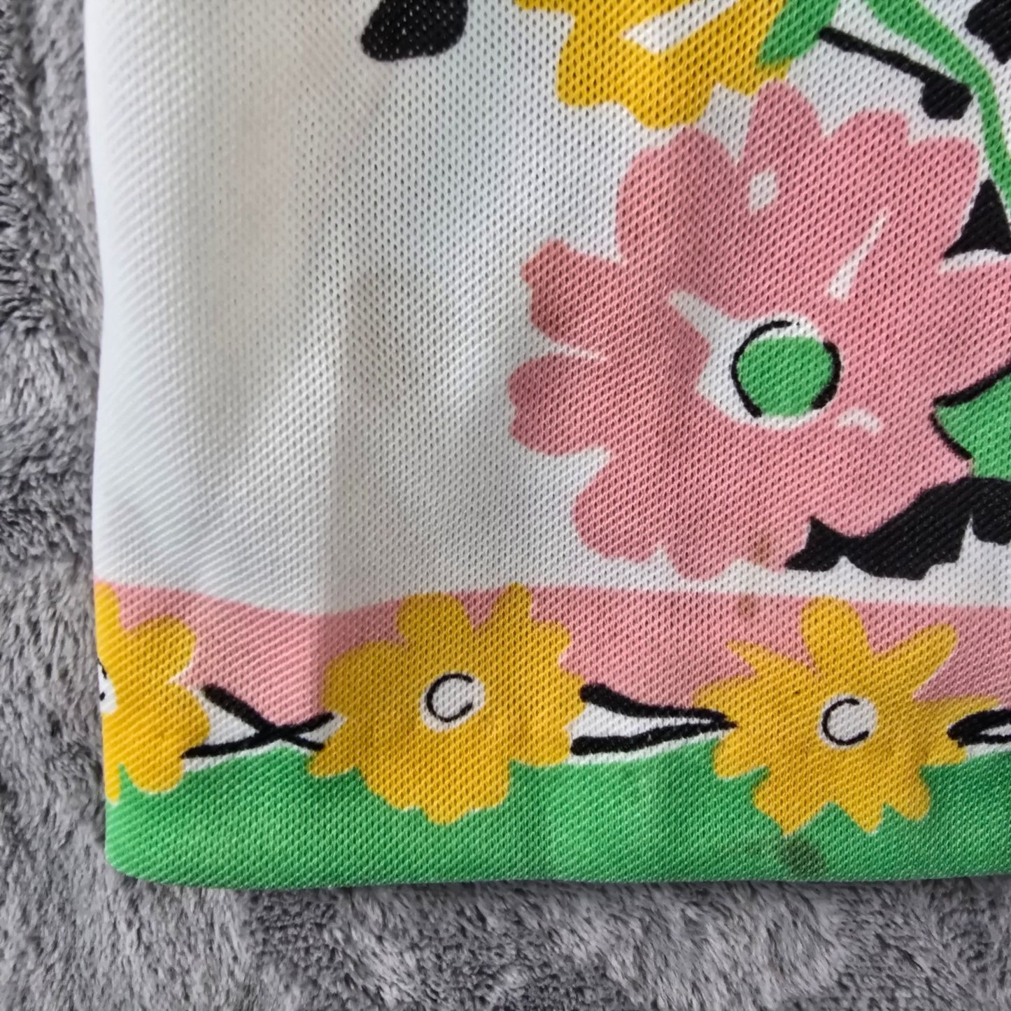 Vintage 1970s Floral Butterfly Polyester Double Knit Button-Up Top (XXL)