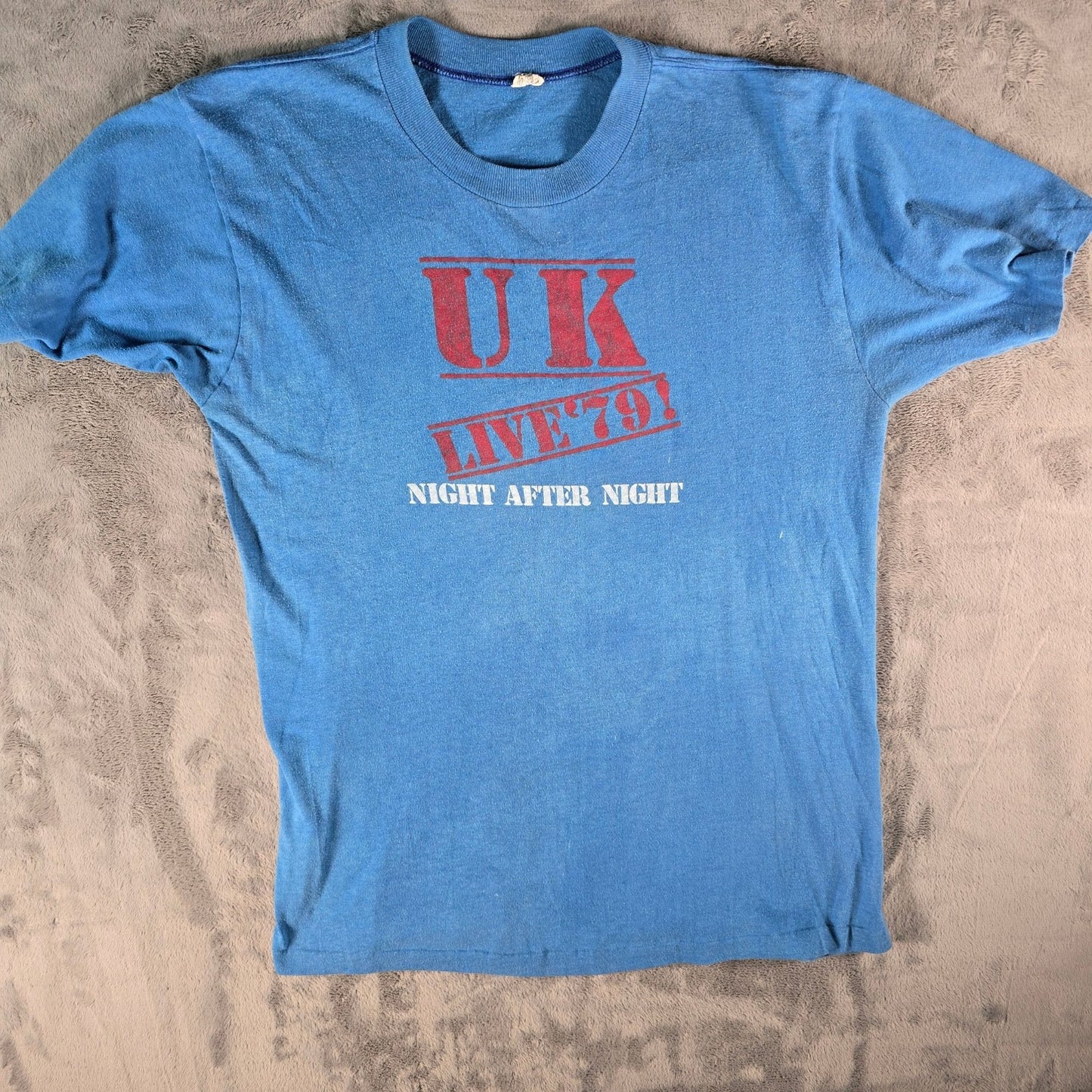 Vintage 1970s UK Live '79 Night After Night Rock Band Concert T-Shirt (M)