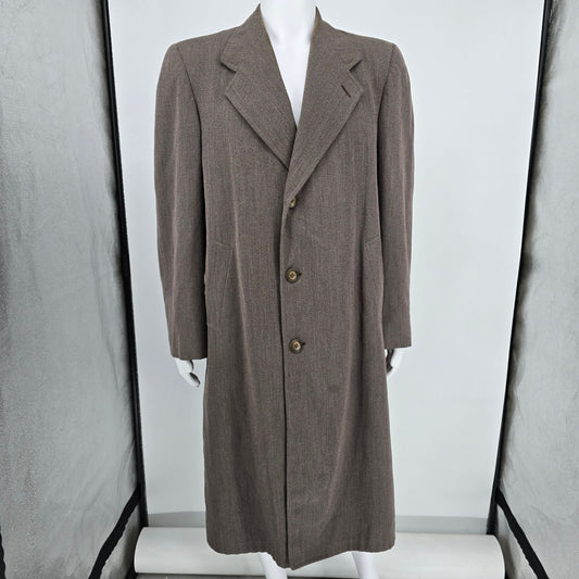 Vintage 1960s College Hall Men's Pure Wool English Gabardine Gray Overcoat (M)