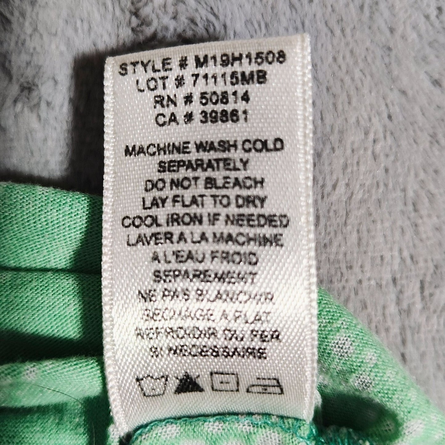 Tahari Green Translucent Scoop Neck Short Sleeve Patterned Top (XS) -Fair Cond.