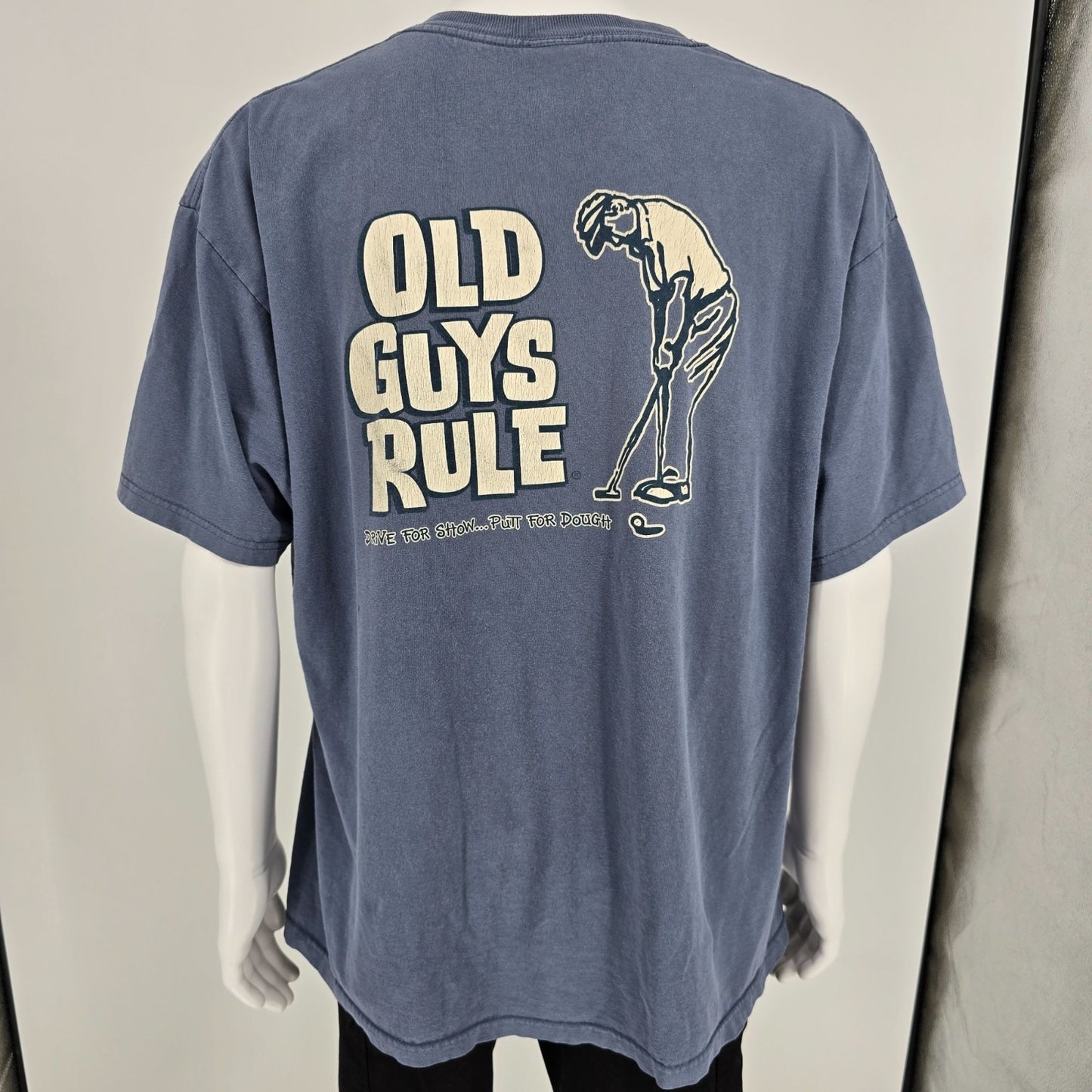 Distressed 2000s Old Guys Rule Drive For Show Putt For Dough Golf T-Shirt (2XL)