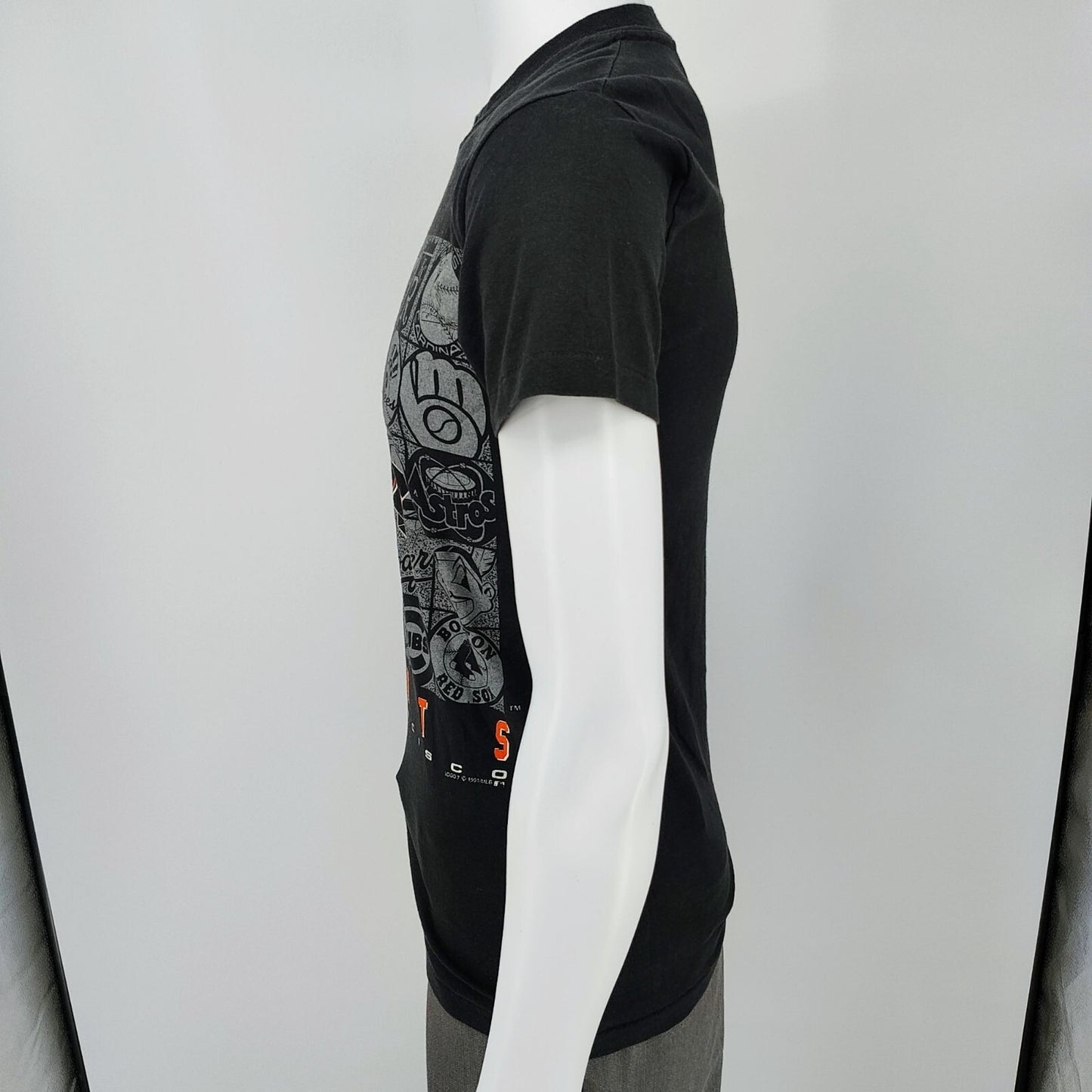 1991 San Francisco Giants MLB Team Logos Black Single Stitch Graphic T-Shirt (M)