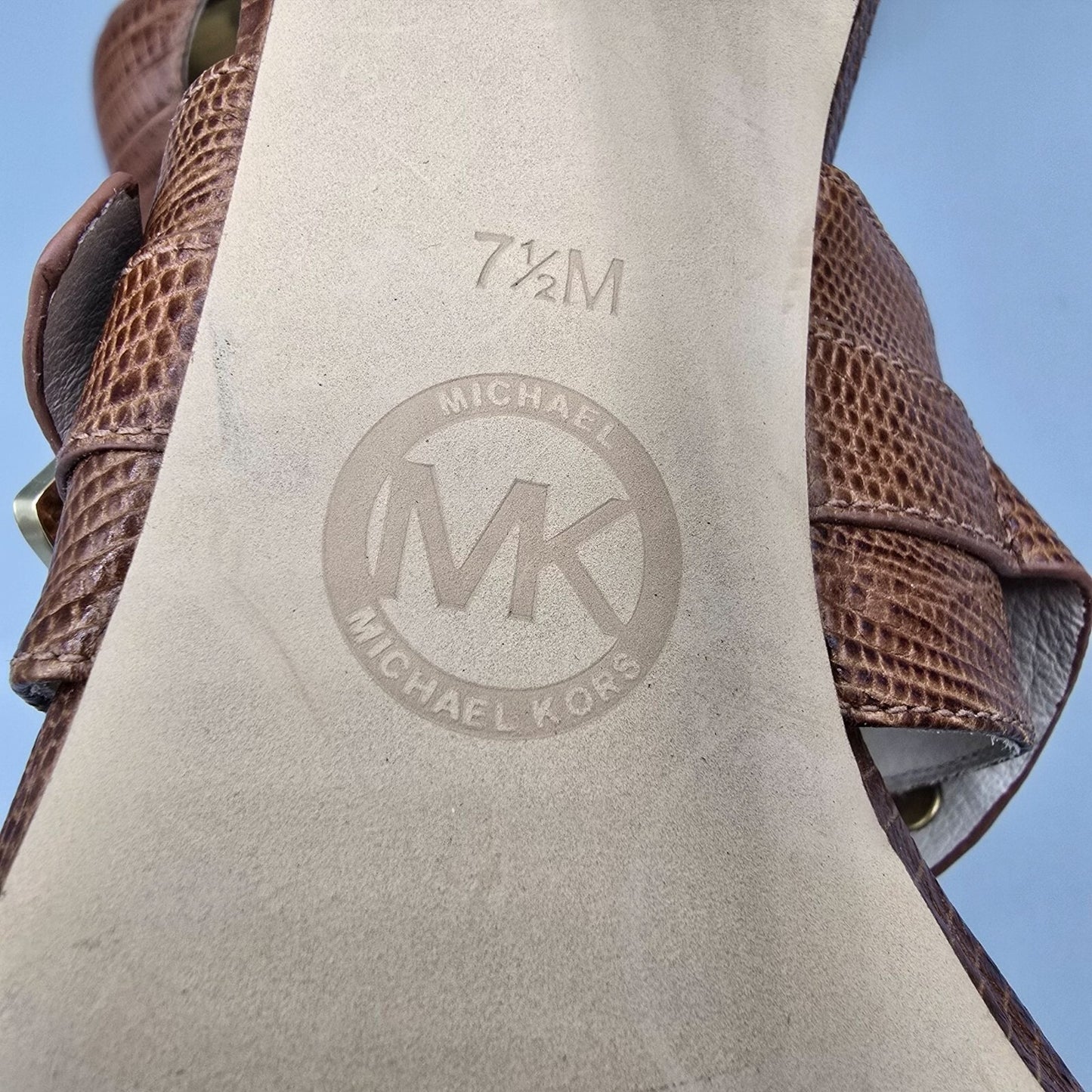 MICHAEL Michael Kors "Jess" Brown Croc-Embossed Leather Heels (Size 7.5M)