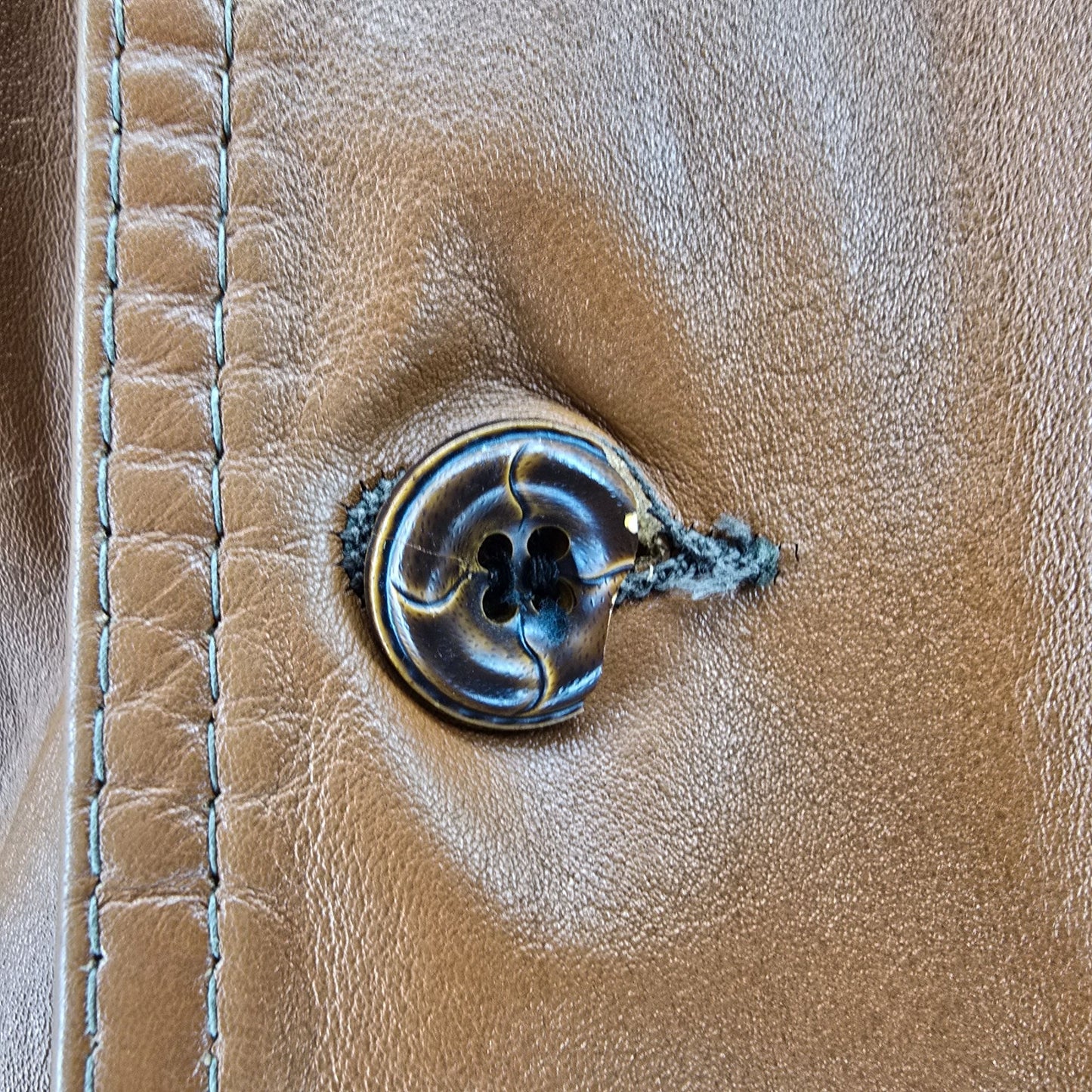 Vintage 1970s Richman Brother Cognac Brown Notch Collar Leather Jacket (M)