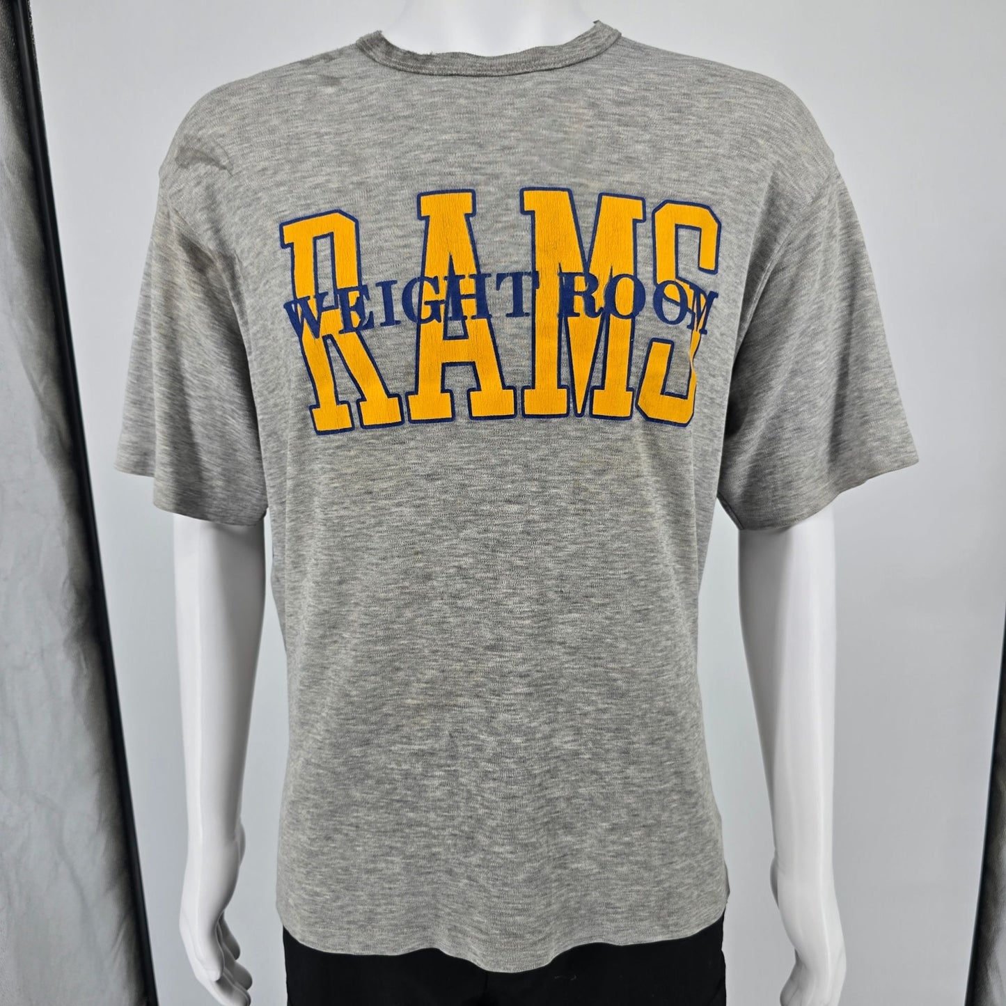 Vintage 1980s Bike Athletic Heather Gray Rams Weight Room T-Shirt (XL)
