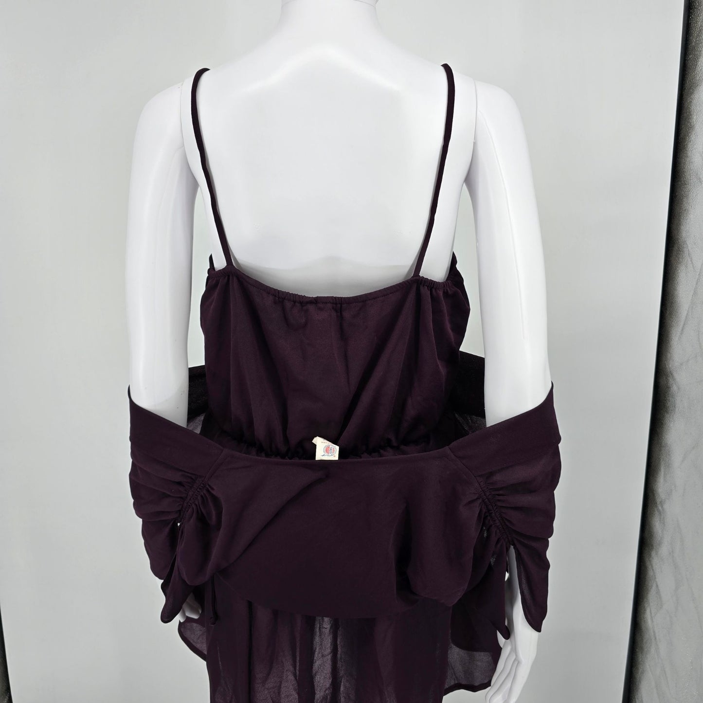 Vintage 1970s Darcy Dress Purple Plum Sheer Overlay Sequined Mini Dress (Small)