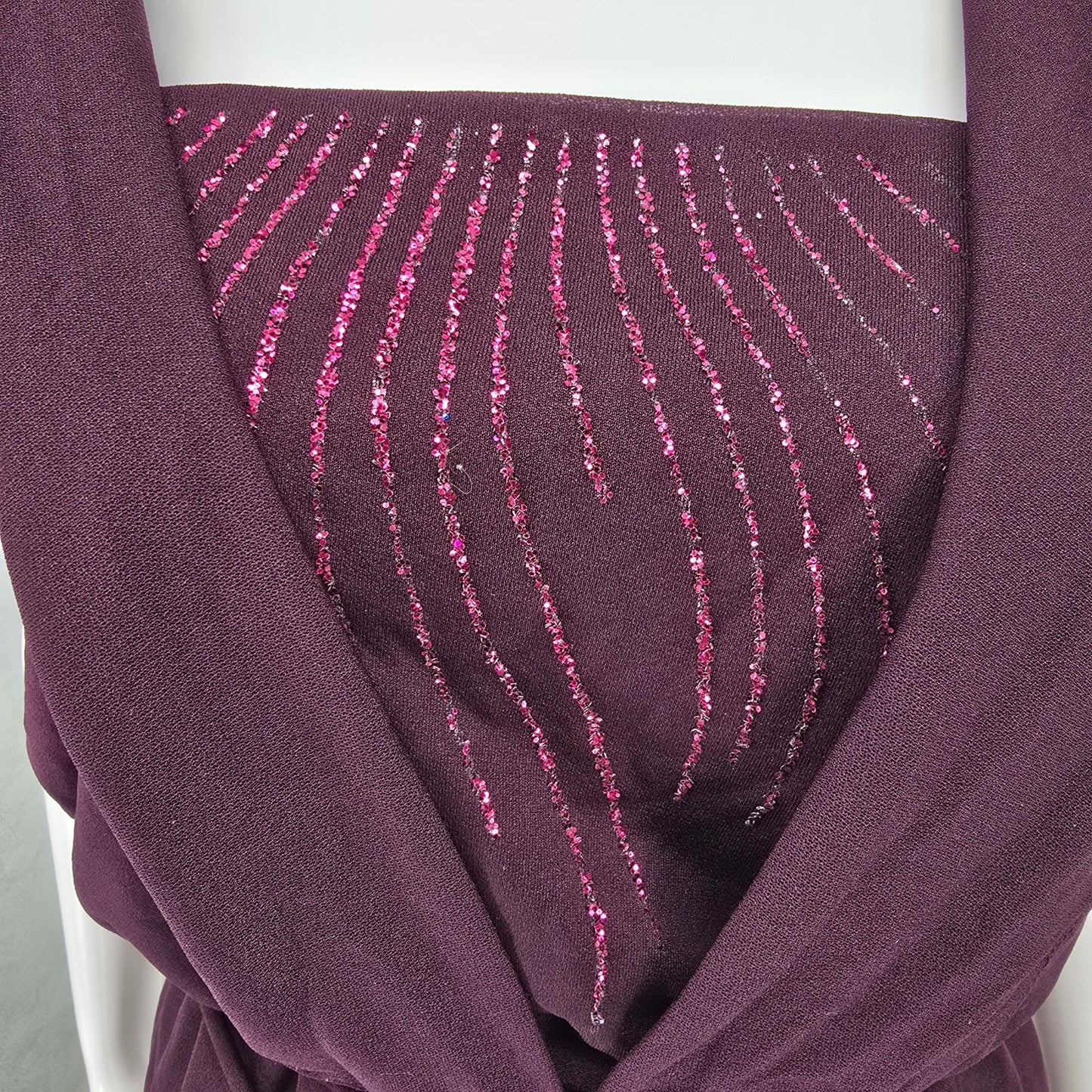 Vintage 1970s Darcy Dress Purple Plum Sheer Overlay Sequined Mini Dress (Small)