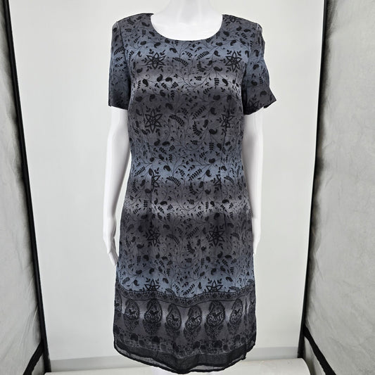 Vintage 1990s J.D. Stone/Deidre Tarver Black/Gray Floral Chiffon Dress (10/M)