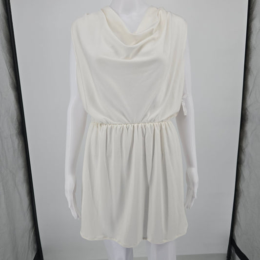 Vintage 1980s Made in USA Cowl Neck Sleeveless Blouson Mini Dress (Size 10/M)