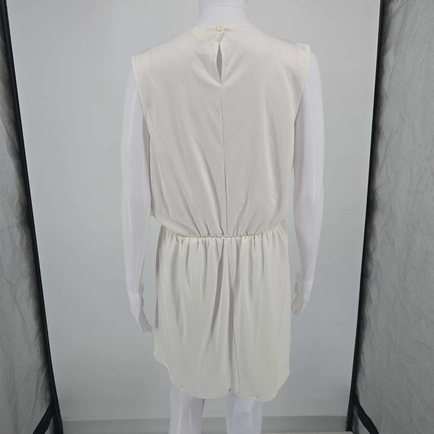 Vintage 1980s Made in USA Cowl Neck Sleeveless Blouson Mini Dress (Size 10/M)