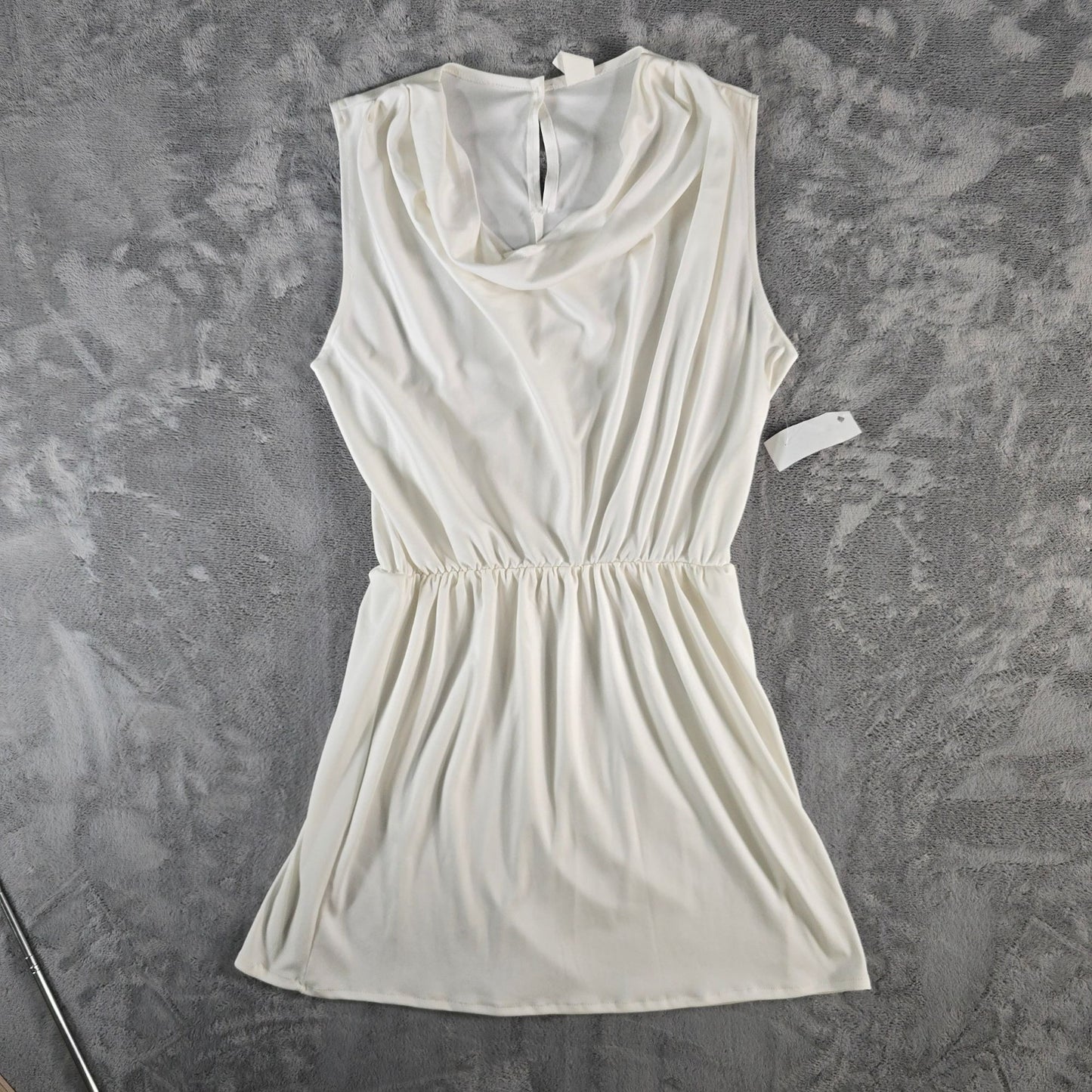Vintage 1980s Made in USA Cowl Neck Sleeveless Blouson Mini Dress (Size 10/M)