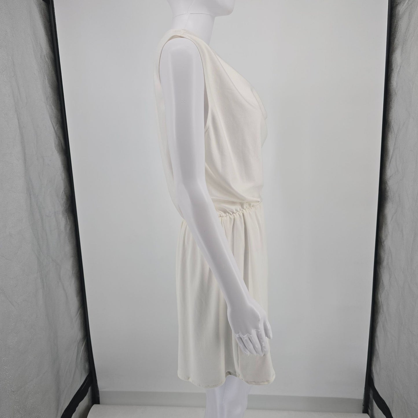 Vintage 1980s Made in USA Cowl Neck Sleeveless Blouson Mini Dress (Size 10/M)