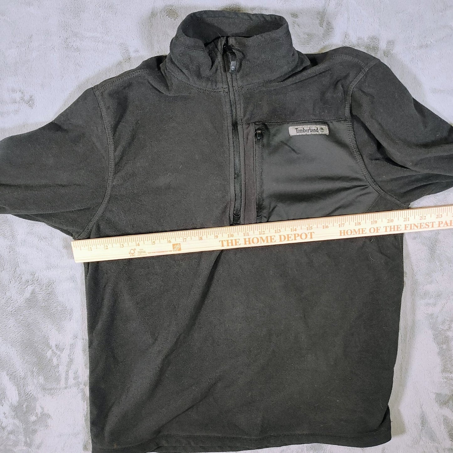 Timberland Mens Black and Gray Quarter Zip Fleece Pullover Jacket (Medium)