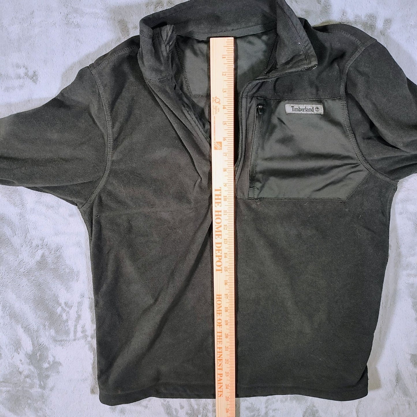 Timberland Mens Black and Gray Quarter Zip Fleece Pullover Jacket (Medium)