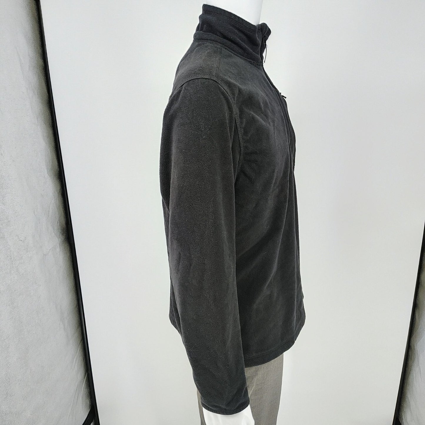 Timberland Mens Black and Gray Quarter Zip Fleece Pullover Jacket (Medium)